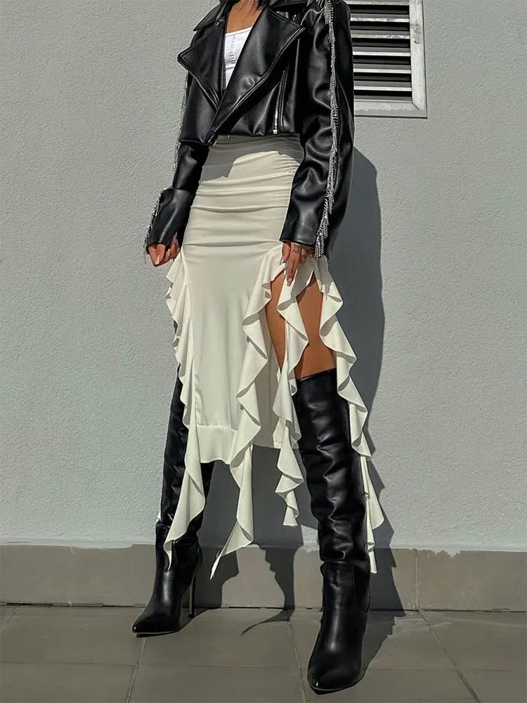 Glorol - High Waist Bodycon Hollow Out Skirt