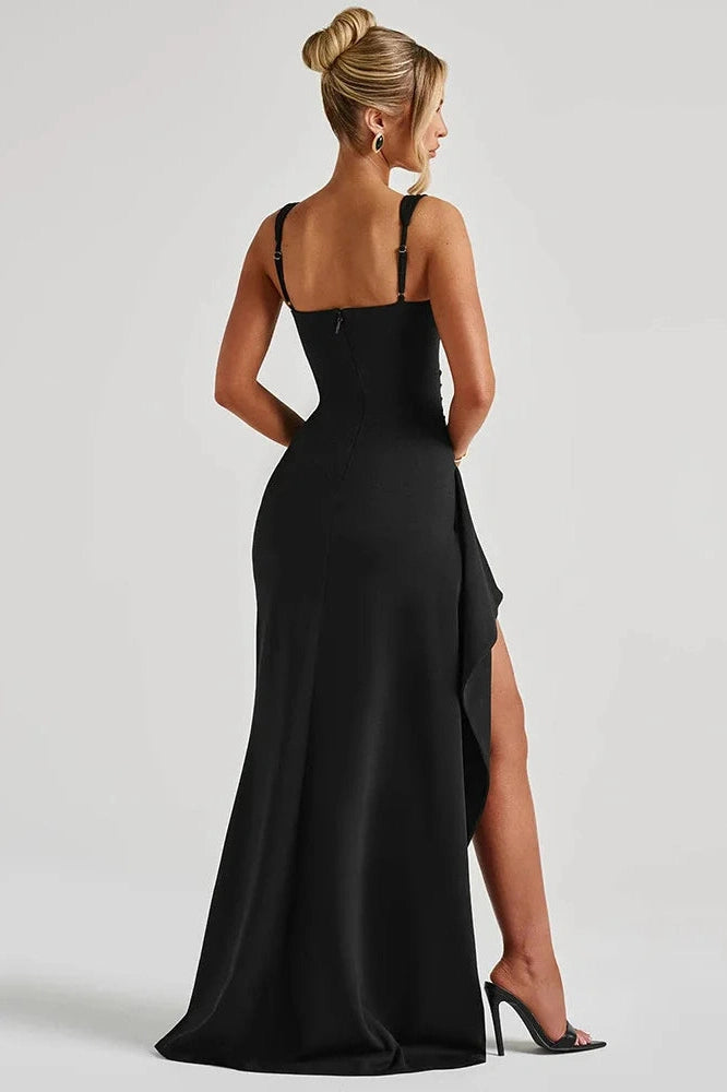 Glorol - Backless Spaghetti Strap Sleeveless High Split Maxi Dress