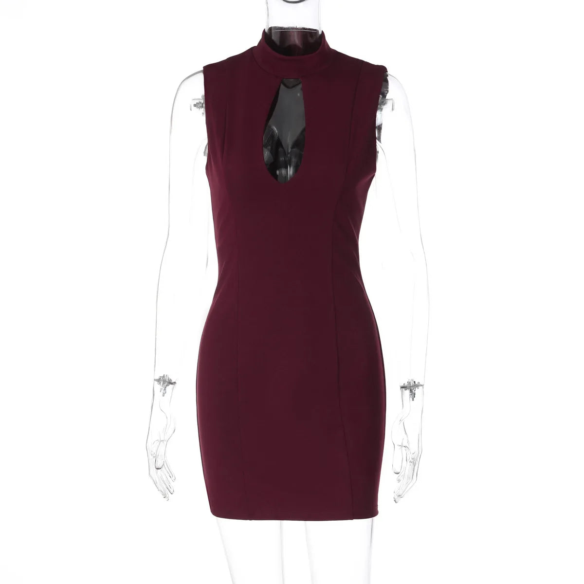 Glorol - Hollow Out Sleeveless Bodycon Mini Dress