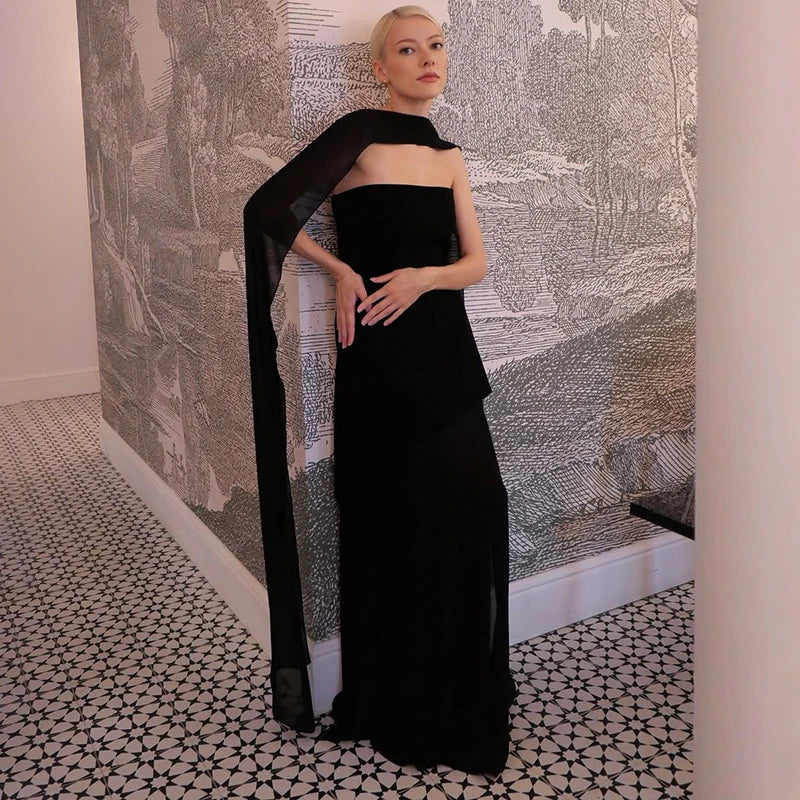 Elegant Strapless Sleeveless Maxi Dress