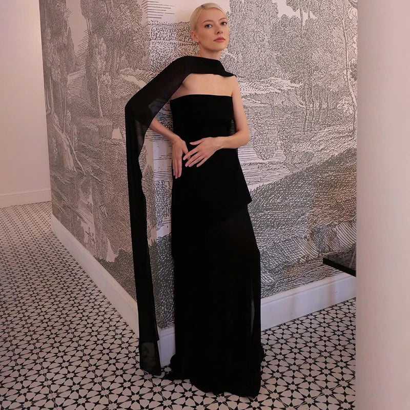 Glorol - Elegant Strapless Sleeveless Maxi Dress