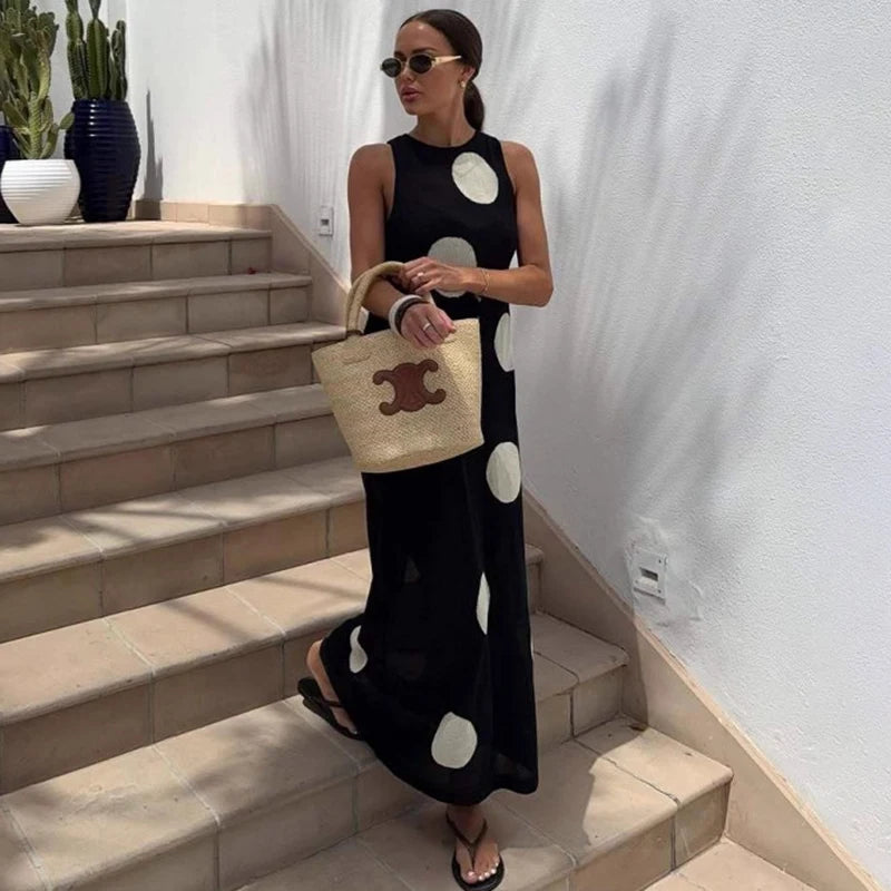 Glorol - See-Through O-Neck Sleeveless Maxi Dress