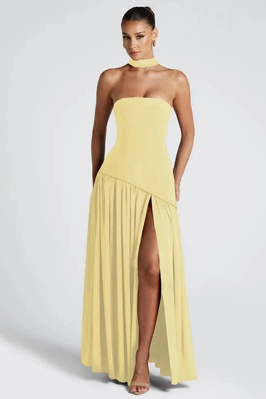 Glorol - Elegant Backless Strapless Bodycon Maxi Dress
