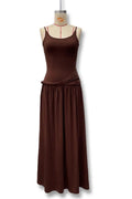 Glorol - Elegant Slim Pleated High Waist Sleeveless Maxi Dress