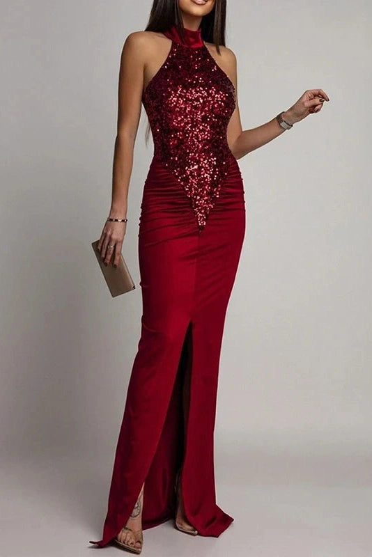 Glorol - Hollow Out Pleated Sleeveless Slim Bodycon Maxi Dress