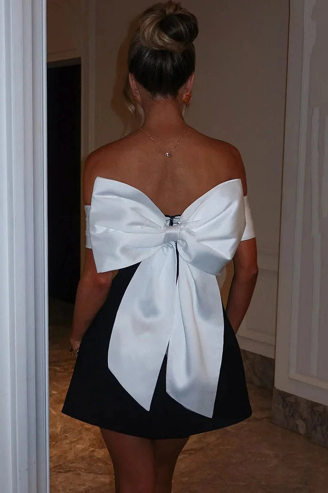 Glorol - Backless Off-Shoulder Strapless Sleeveless A-line Mini Dress