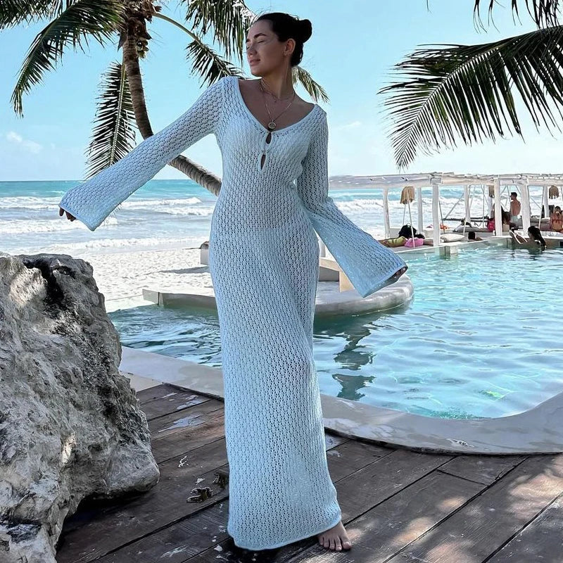 See-Through Knitted Maxi Dress