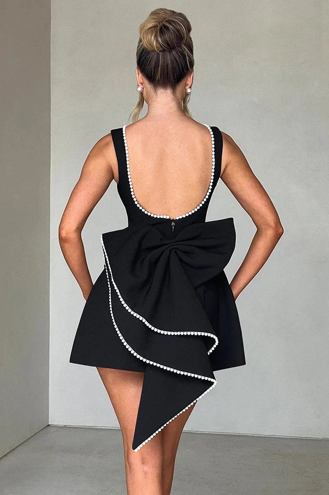 Glorol - Backless Zipper Sleeveless High Waist A-line Mini Dress