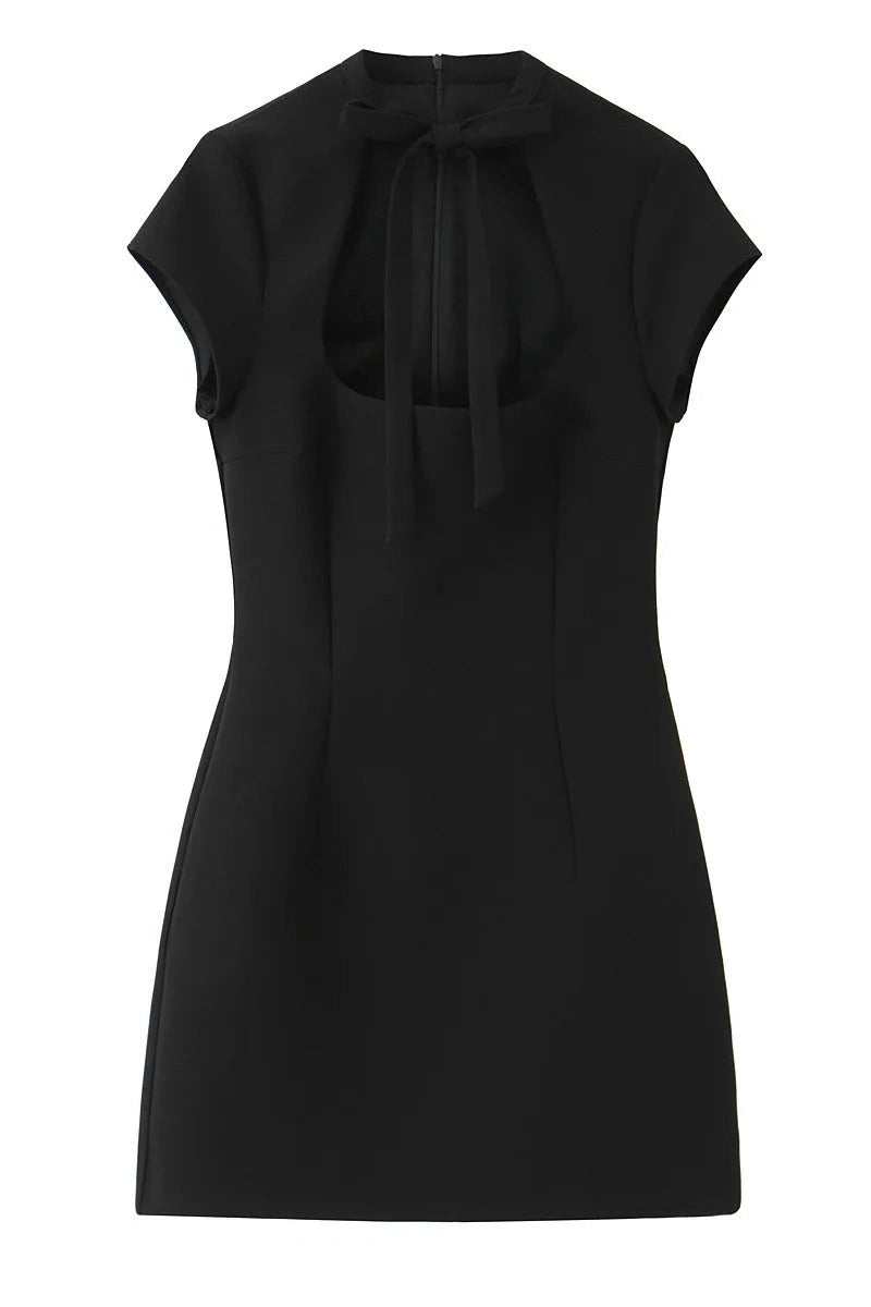 Glorol - Patchwork High Waist Short Sleeve Mini Dress