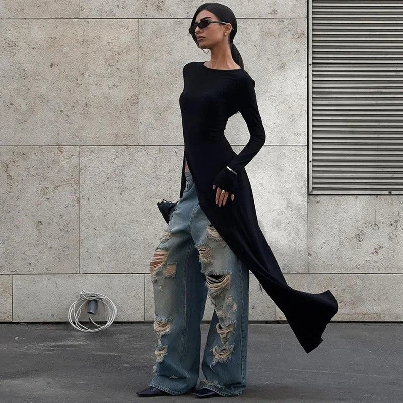Glorol - Long Sleeves High Waist Maxi Dress