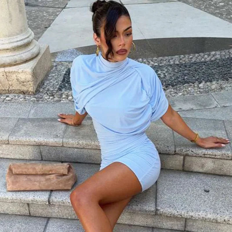 Glorol - Elegant Backless Patchwork Mini Dress