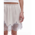Glorol - Elastic Waist Lace Trimmed Skirt