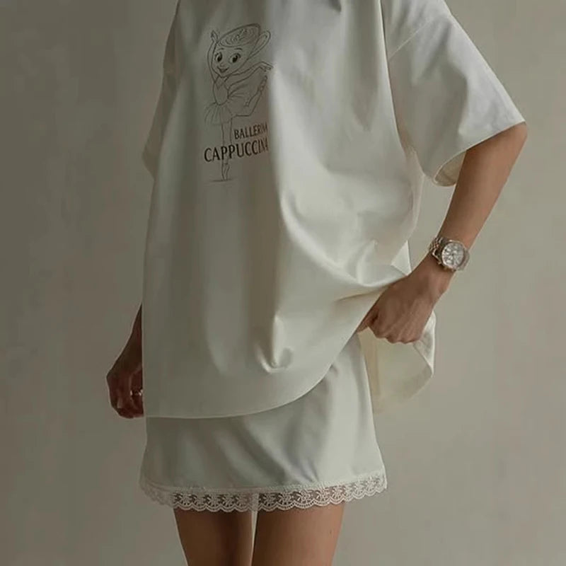 Glorol - High Waist Loose Lace Skirt