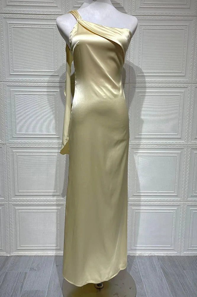 Glorol - One Shoulder Backless Sleeveless High Split Maxi Dress