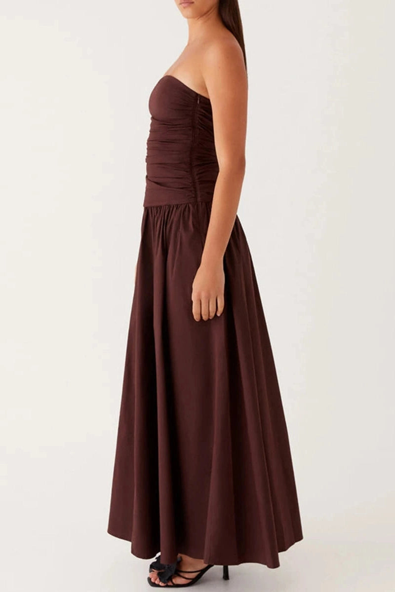 Glorol - Backless Sleeveless Strapless Maxi Dress