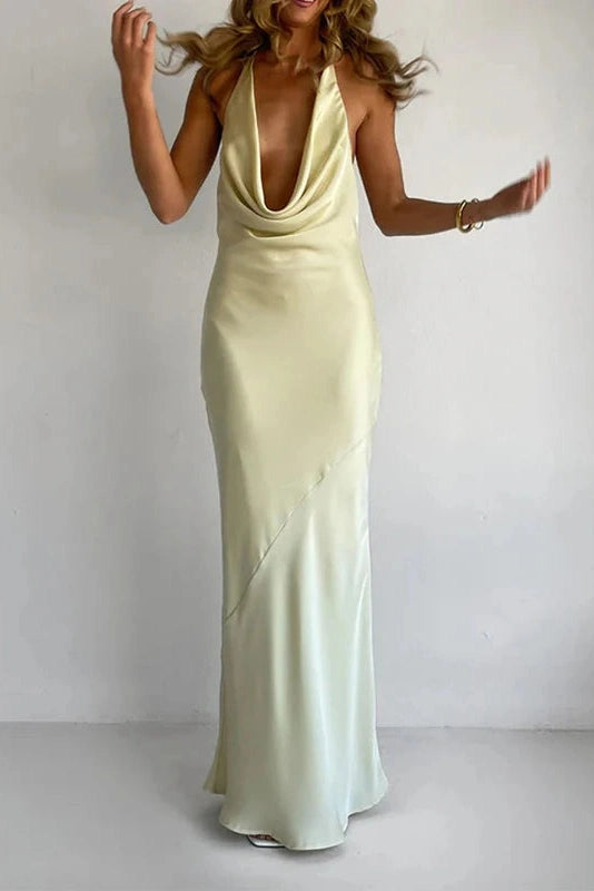 Glorol - Hollow Out Backless High Waist Slim Maxi Dress