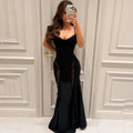 Glorol - Elegant Patchwork V-Neck Backless Sleeveless Maxi Dress