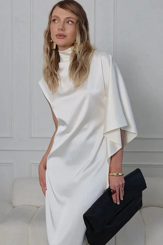 Glorol - Elegant Loose Turtleneck Sleeveless High Waist Irregular Maxi Dress