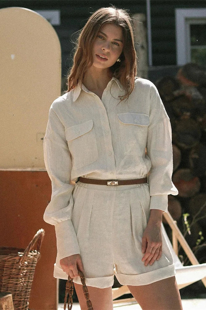 Glorol - Patchwork Lace-Up High Waist Jumpsuit