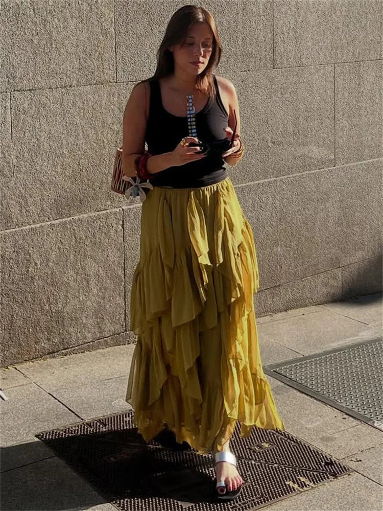 Glorol - High Waist Patchwork Skirt