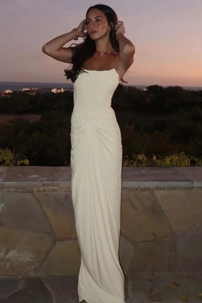 Glorol - Off-Shoulder Strapless Sleeveless Backless Bodycon Maxi Dress