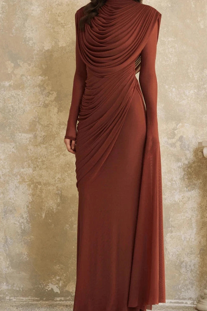 Glorol - Elegant Long Sleeve Slim Maxi Dress