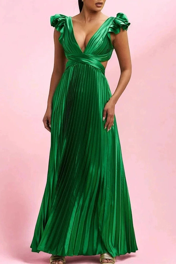 Glorol - Elegant Hollow Out Backless Sleeveless High Waist Maxi Dress