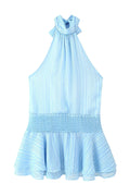 Glorol - Elegant Pleated Backless Sleeveless High Waist Mini Dress