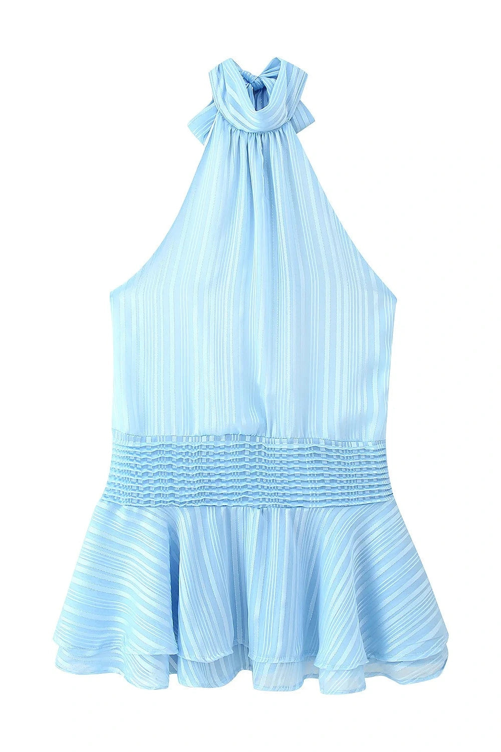 Glorol - Elegant Pleated Backless Sleeveless High Waist Mini Dress