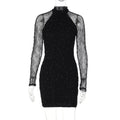 Glorol - Lace See Through Long Sleeve Mini Dress