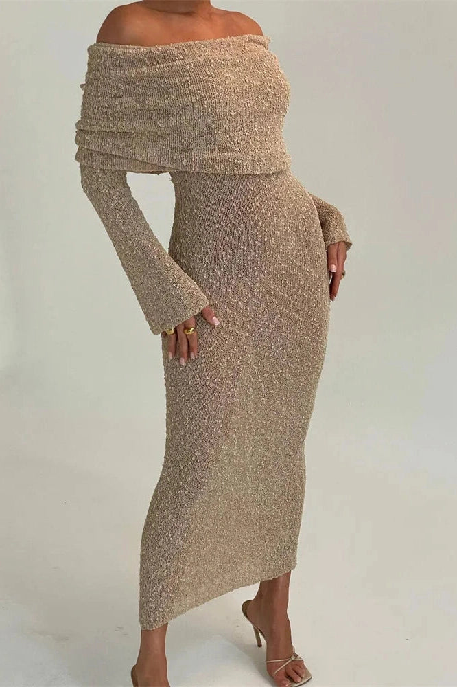 Glorol - Hollow Out Patchwork High Waist Maxi Dress