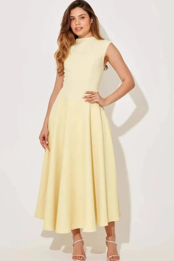 Glorol - Sleeveless High Waist Pleated Midi Dress