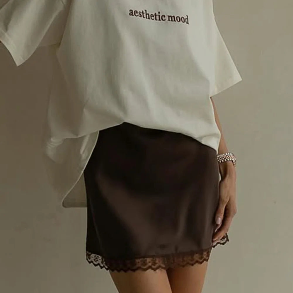 Glorol - High Waist Loose Lace Skirt