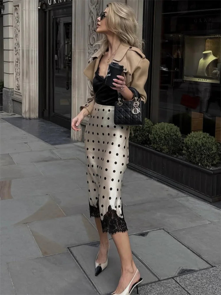 Glorol - High Waist Lace Patchwork Skirt
