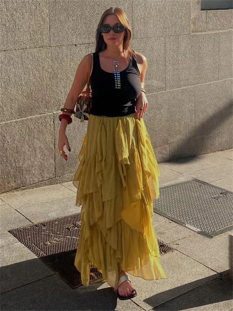 Glorol - High Waist Patchwork Skirt