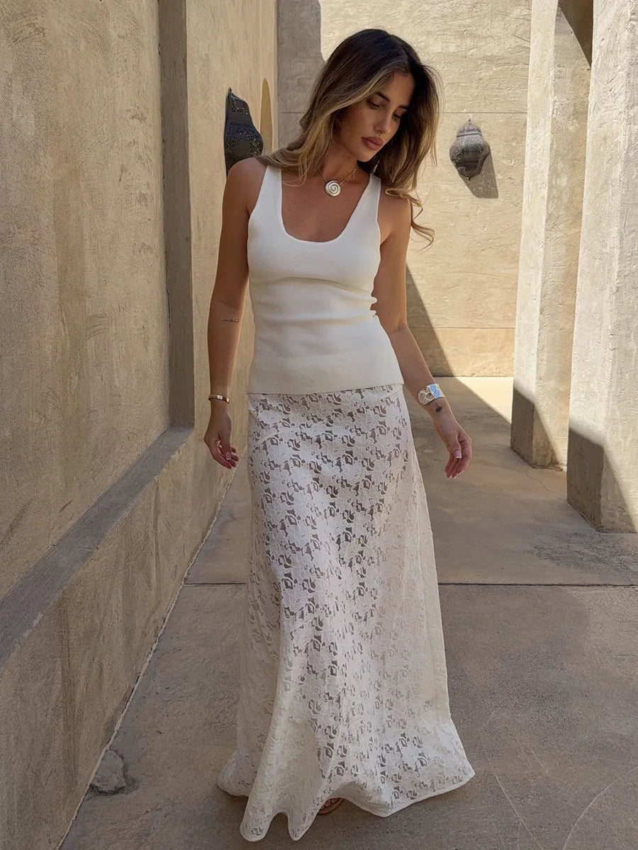 Glorol - Elegant Jacquard Lace Skirt