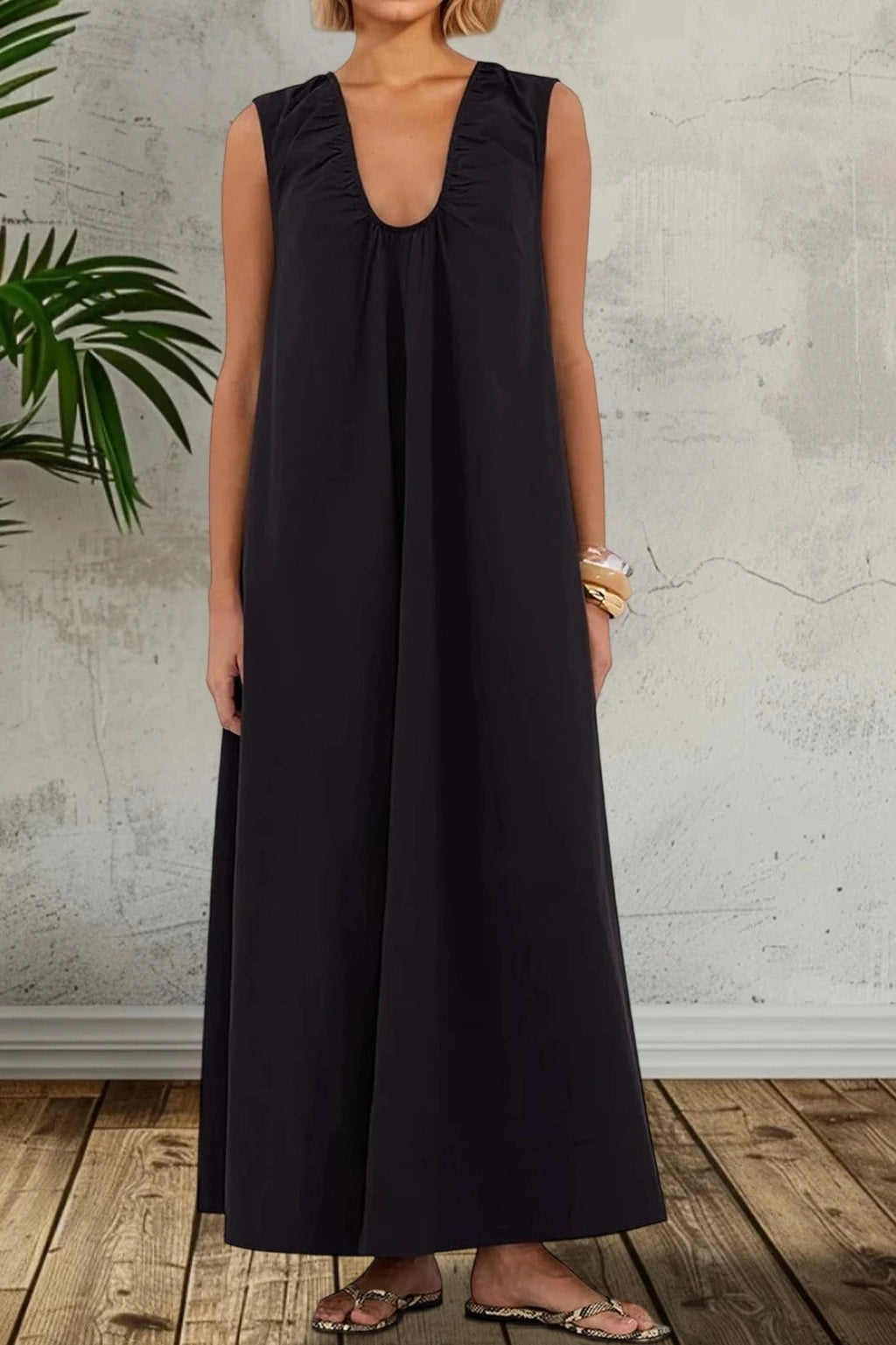 Glorol - Elegant Sleeveless Loose Maxi Dress