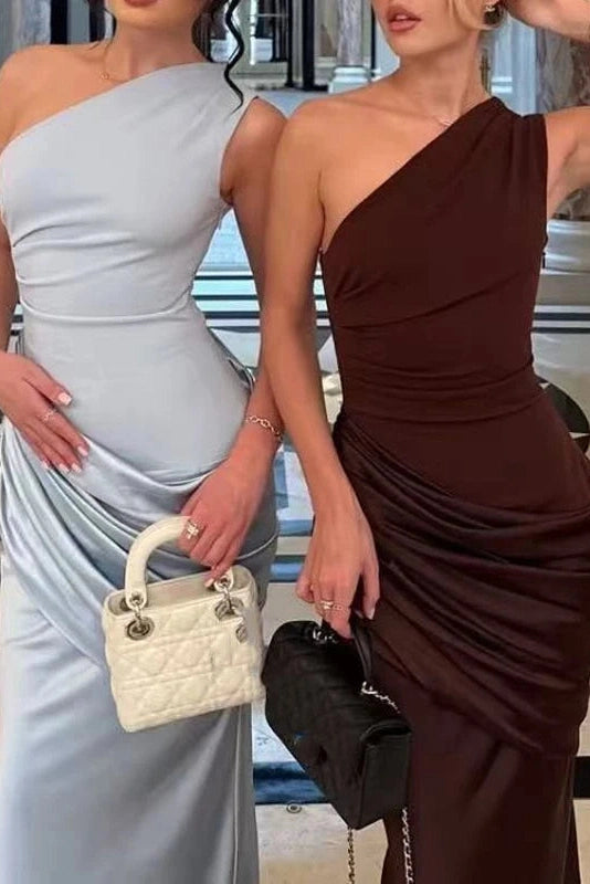 Glorol - Hollow Out Sleeveless Slash Collar Maxi Dress