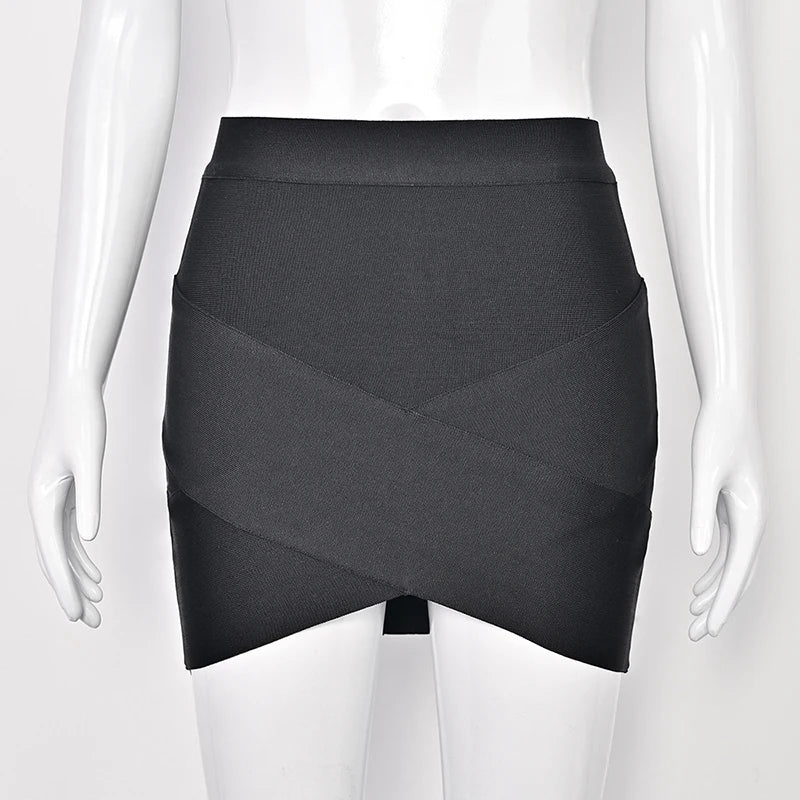 Glorol - High Waist Slit Bandage Hip Wrap Skirt