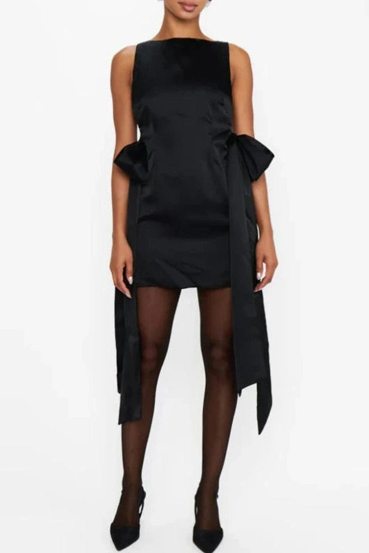 Glorol - O-Neck Pleated High Waist Sleeveless Slim Mini Dress