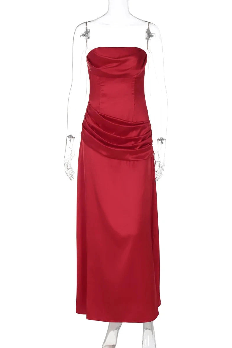 Glorol - Off-Shoulder Strapless Sleeveless Backless Bodycon Maxi Dress