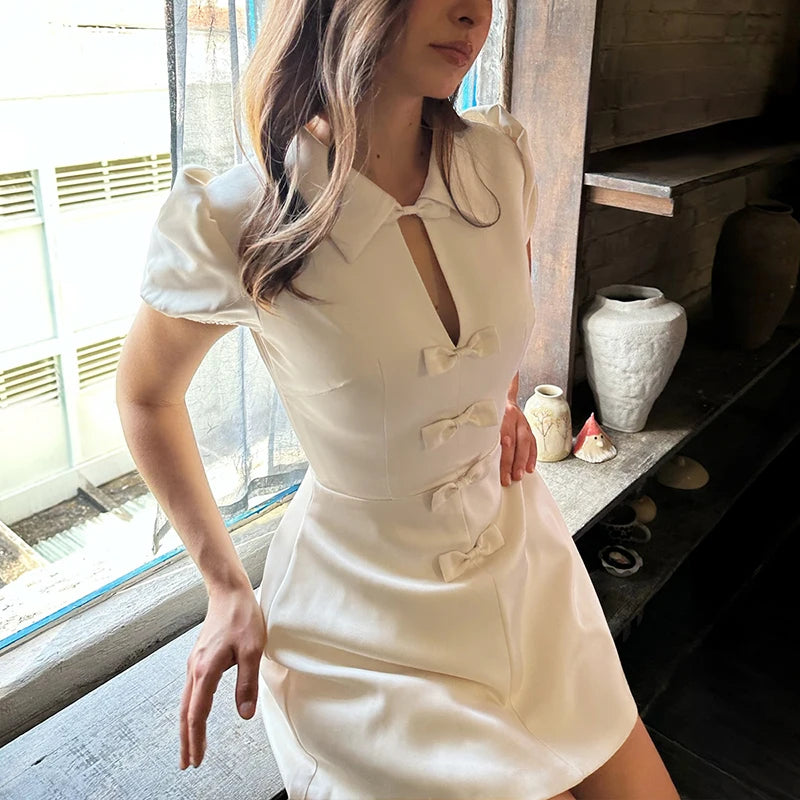 Glorol - Short Sleeve Slim High Waist Mini Dress