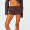 Glorol - Slim Fit Ribbed Waist Low Rise Skirt