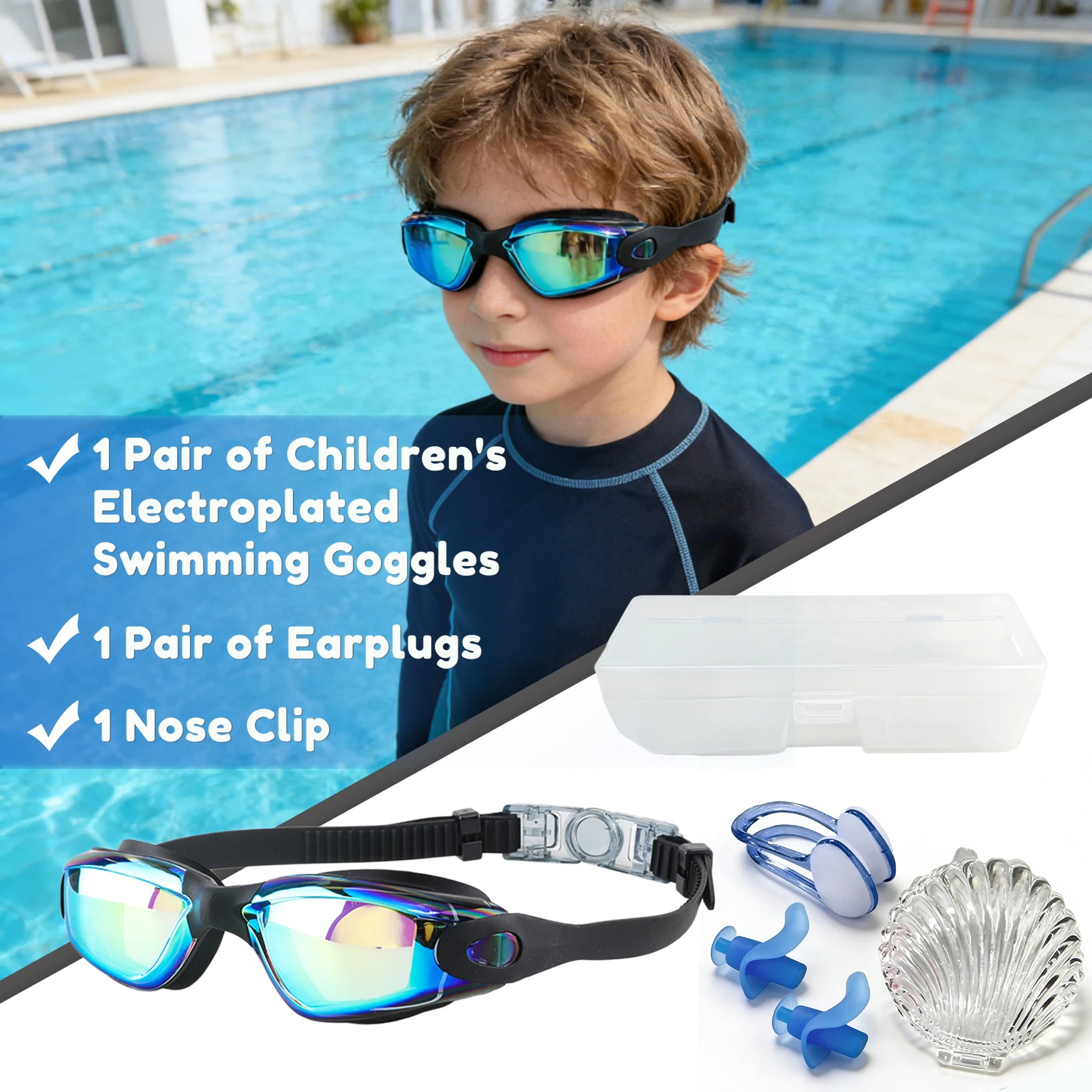 Kids Anti-Fog Swimming Goggle Set