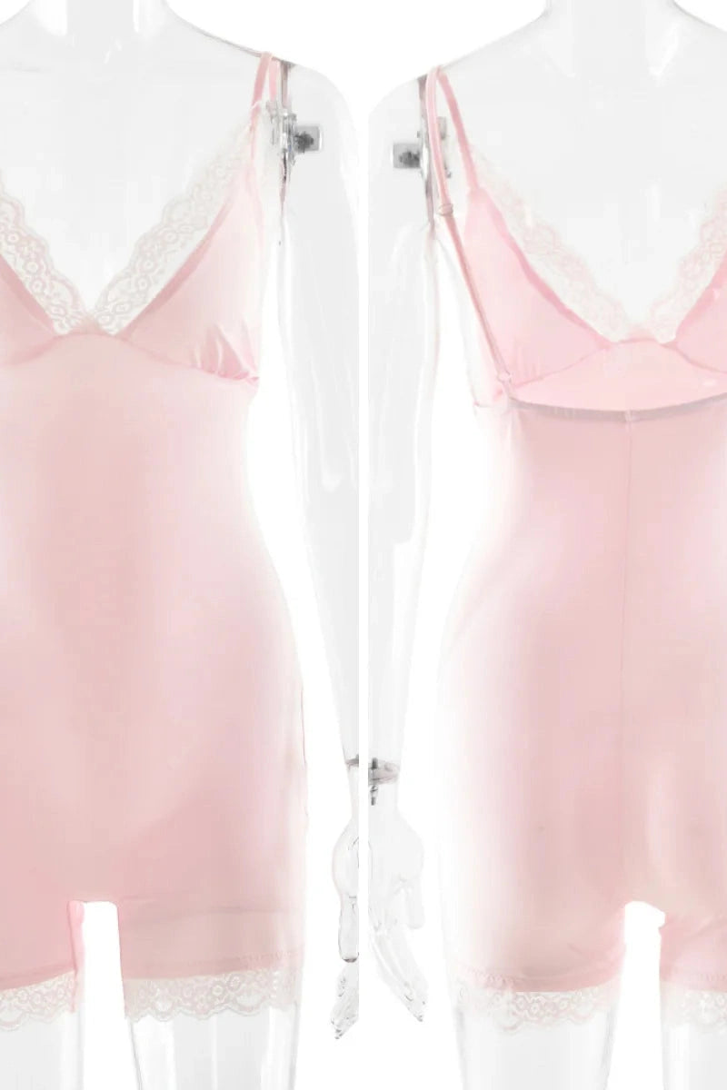 Glorol - Lace Patchwork V-Neck Sleeveless Backless Jumpsuit