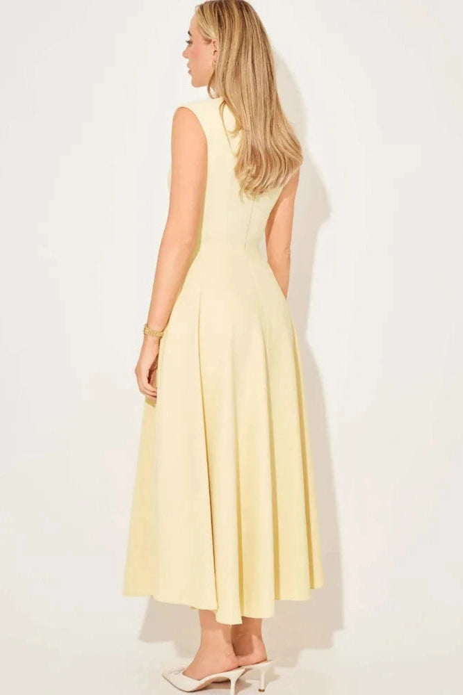 Glorol - Sleeveless High Waist Pleated Midi Dress