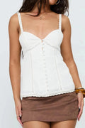 Glorol - Slim Spaghetti Strap V-Neck Top