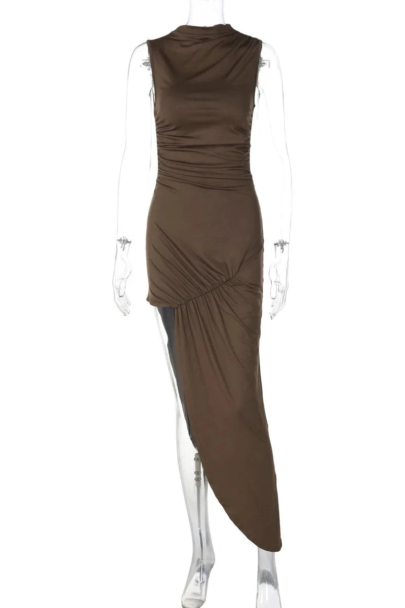 Glorol - O Neck Sleeveless High Waist Split Maxi Dress