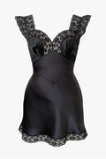 Glorol - Lace Printed Patchwork Slim Mini Dress
