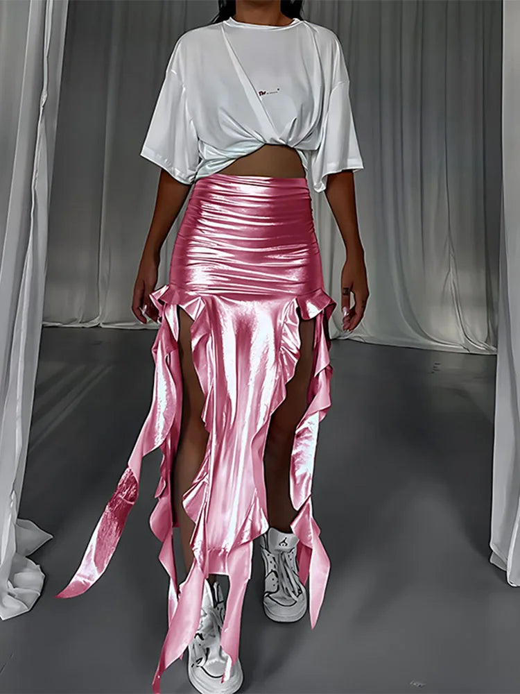 Glorol - High Waist Bodycon Hollow Out Skirt